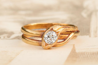 Antique Victorian French Snake Ring with Diamond Head, c.1870
