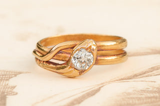 Antique Victorian French Snake Ring with Diamond Head, c.1870