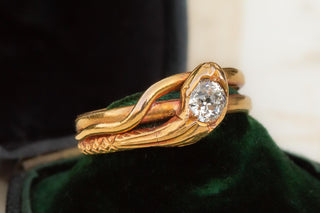 Antique Victorian French Snake Ring with Diamond Head, c.1870