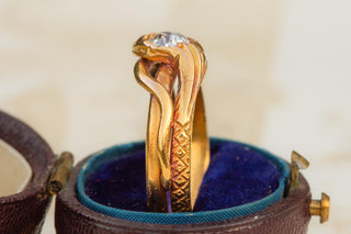 Antique Victorian French Snake Ring with Diamond Head, c.1870