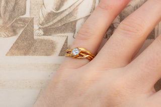 Antique Victorian French Snake Ring with Diamond Head, c.1870