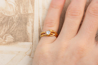 Antique Victorian French Snake Ring with Diamond Head, c.1870