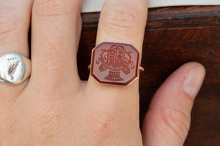 18th Century Intaglio Coat of Arms Ring