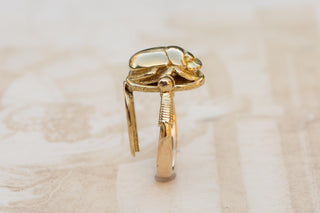 Antique 18K Gold Swivelling Scarab Ring with Secret Locket Compartment
