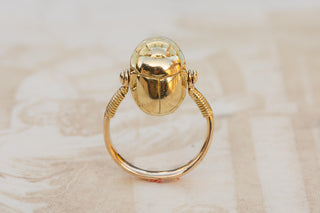 Antique 18K Gold Swivelling Scarab Ring with Secret Locket Compartment