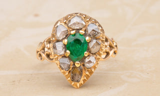 19th Century Emerald and Diamond Heart Ring-Ravensbury Antiques