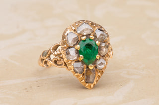 19th Century Emerald and Diamond Heart Ring-Ravensbury Antiques