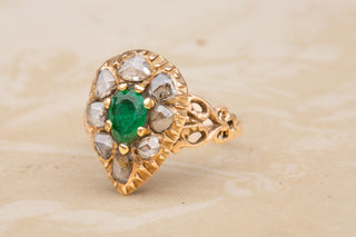 19th Century Emerald and Diamond Heart Ring-Ravensbury Antiques