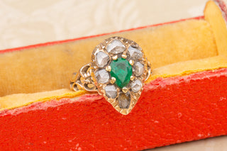 19th Century Emerald and Diamond Heart Ring-Ravensbury Antiques