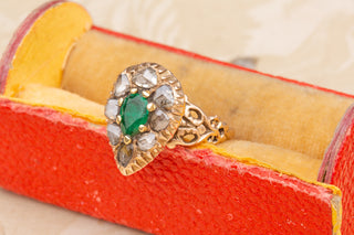 19th Century Emerald and Diamond Heart Ring-Ravensbury Antiques