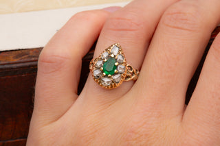 19th Century Emerald and Diamond Heart Ring-Ravensbury Antiques