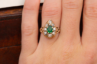 19th Century Emerald and Diamond Heart Ring-Ravensbury Antiques