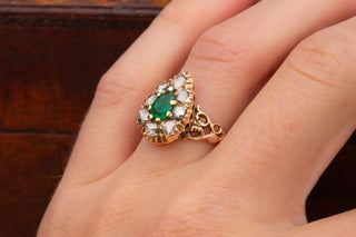 19th Century Emerald and Diamond Heart Ring-Ravensbury Antiques