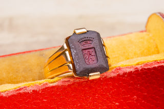 Victorian Garnet Coat of Arms Intaglio-Ravensbury Antiques