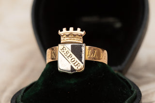 Antique French 18K Gold Metz Patriotic Ring with Black Enamel