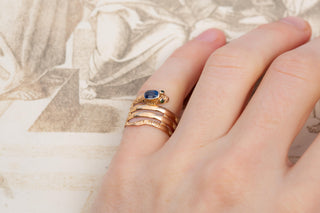 Antique French Snake Ring with Sapphire Eye; 18K Gold, c.1890