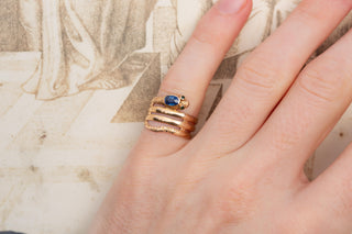 Antique French Snake Ring with Sapphire Eye; 18K Gold, c.1890