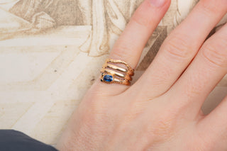 Antique French Snake Ring with Sapphire Eye; 18K Gold, c.1890