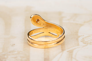 Vintage German Gold Snake Ring with Diamond, Garnet and Spinel, circa 1980s