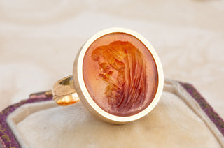 Victorian Orange Agate Intaglio Ring