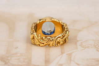 Antique French Art Nouveau Figural Sapphire Ring; c.1900