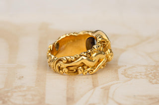 Antique French Art Nouveau Figural Sapphire Ring; c.1900