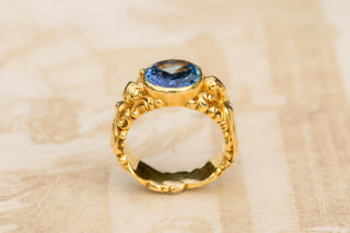 Antique French Art Nouveau Figural Sapphire Ring; c.1900