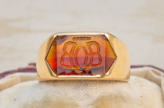 French Art Deco Citrine Intaglio Ring