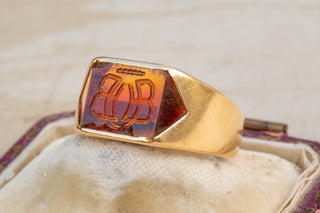 French Art Deco Citrine Intaglio Ring