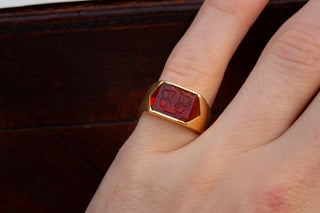 French Art Deco Citrine Intaglio Ring