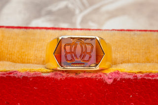 French Art Deco Citrine Intaglio Ring