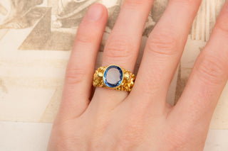 Antique French Art Nouveau Figural Sapphire Ring; c.1900