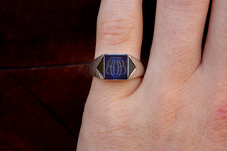 Art Deco White Gold Sapphire Intaglio