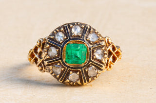 19th Century Emerald and Diamond Cluster