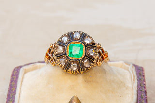 19th Century Emerald and Diamond Cluster