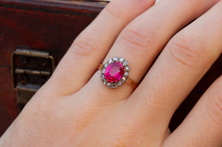 Edwardian Ruby Cluster Ring