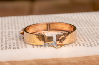 Antique French Snake Bangle in 18K Gold with Spinel and Seed Pearls, c.1880