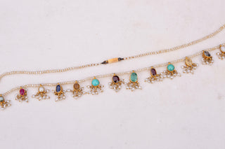 Late 19th Century Indian Navaratna Gem-Set Seed Pearl Necklace, c.1890