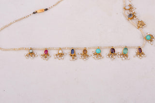 Late 19th Century Indian Navaratna Gem-Set Seed Pearl Necklace, c.1890