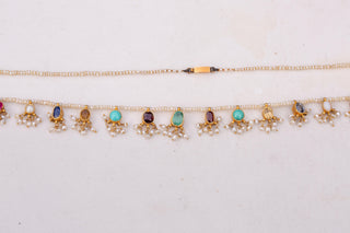 Late 19th Century Indian Navaratna Gem-Set Seed Pearl Necklace, c.1890