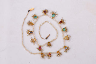 Late 19th Century Indian Navaratna Gem-Set Seed Pearl Necklace, c.1890