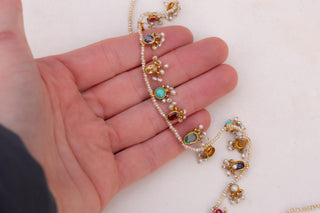 Late 19th Century Indian Navaratna Gem-Set Seed Pearl Necklace, c.1890