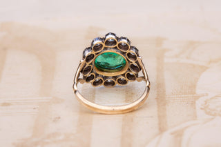 Rare Georgian Emerald and Diamond Cluster Ring; English, c.1820
