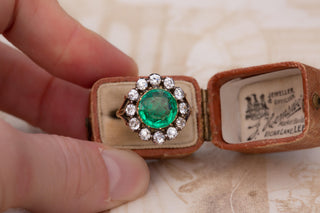 Rare Georgian Emerald and Diamond Cluster Ring; English, c.1820