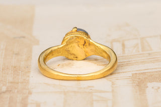 Ancient Khmer Gold and Sapphire Pebble Ring, 8th–11th Century