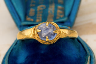 Ancient Khmer Gold and Sapphire Pebble Ring, 8th–11th Century