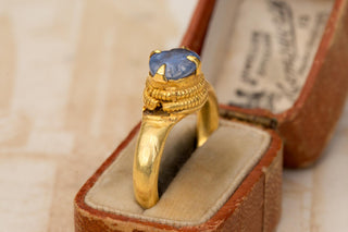 Ancient Khmer Gold and Sapphire Pebble Ring, 8th–11th Century