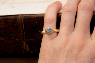 Ancient Khmer Gold and Sapphire Pebble Ring, 8th–11th Century