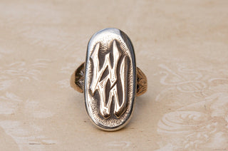 Art Nouveau Silver Monogram Signet Ring