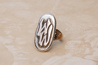 Art Nouveau Silver Monogram Signet Ring